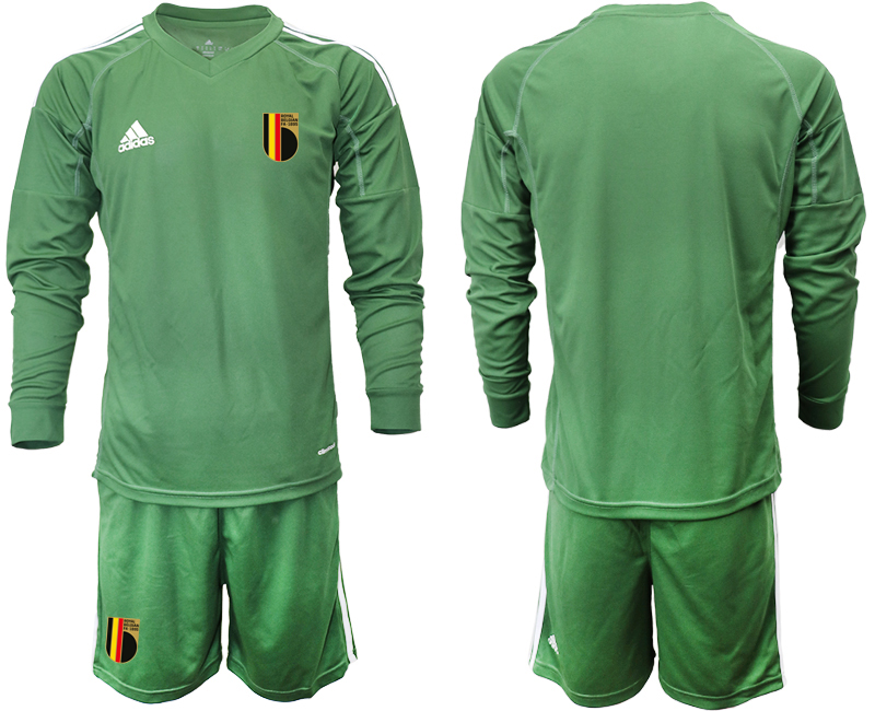 Cheap Men 2021 European Cup Belgium green Long sleeve goalkeeper Soccer Jersey3